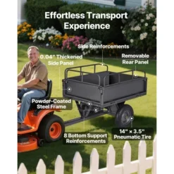 VEVOR Garden Utility Trailer, 10 Cu. Ft & 500lbs Capacity, ATV UTV Hauling Trailer, Tow Behind Steel Dump Cart With 14" Tires, Hand Pull, Black -Aesthtic Interiors GUEST 6d1e6c42 19fd 4953 8c91 168e28f640da