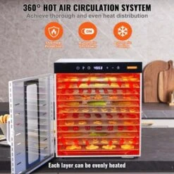 VEVOR Food Dehydrator Machine, 10 Stainless Steel Trays, 1000W Electric Food Dryer With Digital Adjustable Timer & Temperature, Silver -Aesthtic Interiors GUEST 6d3c1ddb ee13 442b a59e eba0329b5fea