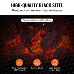 VEVOR X-Marks Fire Pit Grill Grate, Round Cooking Grate, Heavy Duty Steel Campfire BBQ Grill Grid With Handle And Support X Wire -Aesthtic Interiors GUEST 6d70e102 c3e3 4754 bea7 69523d7b1176 1