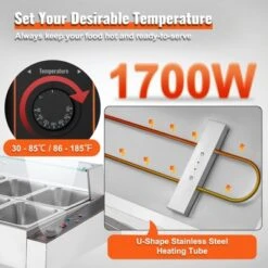 VEVOR 8-Pan Commercial Food Warmer, 8 X 8QT Electric Steam Table With Glass Cover, 1700W Countertop Stainless Steel Buffet Bain Marie -Aesthtic Interiors GUEST 6d976f46 73bc 40ac 8669 edb3adac1fa8