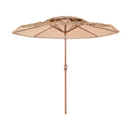 VEVOR Tiki Umbrella, 9 Ft Thatched Patio Umbrella With Tilt, 2-Tier Hawaiian Style Beach Parasol With PP Thatch And 8 Metal Ribs, Original Color -Aesthtic Interiors GUEST 6db99206 34e4 4f22 a955 a20e10edf3a1