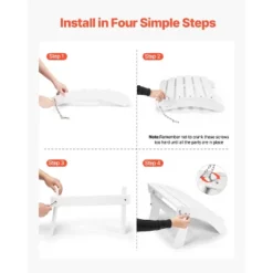 VEVOR Adirondack Ottoman, 17.7L X 19.7W X 13.8H Inch HDPE Plastic Folding Adirondack Ottoman, Weather-Resistant Foot Rest For Adirondack Chair,White -Aesthtic Interiors GUEST 6dda94b9 08bc 43ef b52e d54fb9c91a76