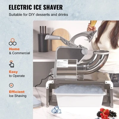 VEVOR Ice Crushers Machine, 661lbs Per Hour Electric Snow Cone Maker With 4 Blades, Stainless Steel Shaved Ice Machine With Cover 2 VEVOR Ice Crushers Machine, 661lbs Per Hour Electric Snow Cone Maker With 4 Blades, Stainless Steel Shaved Ice Machine With Cover - Image 2