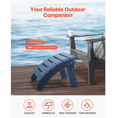 VEVOR Adirondack Ottoman, 18.7L X 18.9W X 13.8H Inch HDPE Plastic Folding Adirondack Ottoman, Weather-Resistant Foot Rest For Adirondack Chair, Blue 2 VEVOR Adirondack Ottoman, 18.7L X 18.9W X 13.8H Inch HDPE Plastic Folding Adirondack Ottoman, Weather-Resistant Foot Rest For Adirondack Chair, Blue - Image 2