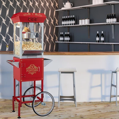 VEVOR Popcorn Maker With Cart, 850W Popcorn Popper Machine, 8 Oz Kettle Makes 48 Cups Per Batch, Popcorn Maker Equipped With Tempered Glass 1 VEVOR Popcorn Maker With Cart, 850W Popcorn Popper Machine, 8 Oz Kettle Makes 48 Cups Per Batch, Popcorn Maker Equipped With Tempered Glass