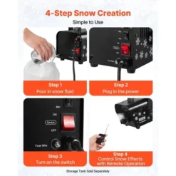 VEVOR Snow Machine, 800W Handheld/Hanging Snow Maker, Portable Wireless Remote Snowmaking Machine With 1L Tank & Handle, Black -Aesthtic Interiors GUEST 6eda6d75 ad57 49d0 8aab 9f0f12c48824