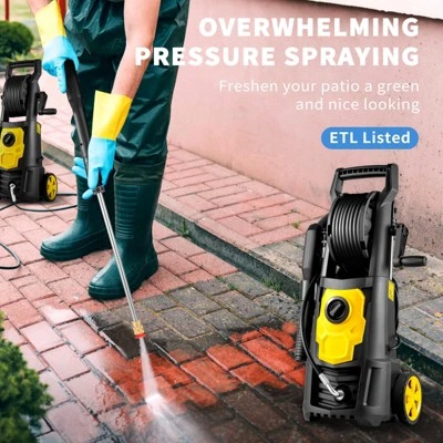 VEVOR Electric Pressure Washer, 2000 PSI, Max 1.65 GPM Power Washer With 30 Ft Hose & Reel, 5 Quick Connect Nozzles, Foam Cannon 2 VEVOR Electric Pressure Washer, 2000 PSI, Max 1.65 GPM Power Washer With 30 Ft Hose & Reel, 5 Quick Connect Nozzles, Foam Cannon - Image 2