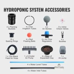 VEVOR DWC Hydroponics Grow System, Hydroponic Growing System With Top Drip Kit, Deep Water Culture 5-Gallon 4 Buckets, With Air Pump, Black -Aesthtic Interiors GUEST 6f44ddc6 fa21 41c1 9270 e965a6a58b28