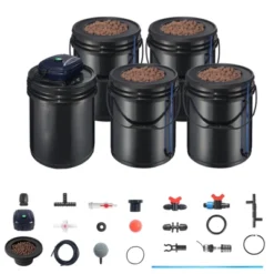 VEVOR RDWC Hydroponics Grow System, Hydroponic Growing Kit With Top Drip, Recirculating Deep Water Culture 4 Buckles And 1 Reservoir, Black -Aesthtic Interiors GUEST 6f7481b4 88df 4024 ab16 87376ab781b0
