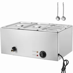 VEVOR 4-Pan Commercial Food Warmer, 16.4QT Electric Steam Table, 1200W Professional Countertop Stainless Steel Buffet Bain Marie -Aesthtic Interiors GUEST 6fc85d70 ff93 4b23 abf4 fa5ad949022f