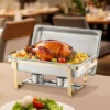 VEVOR Chafing Dish Buffet Set, 8 Qt 4 Pack, Stainless Steel Chafer With 2 Full Size And 4 Half Size Pans, Rectangle Catering Warmer Server, Silver