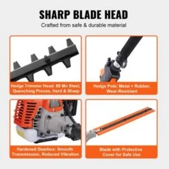 VEVOR 52CC 6-in-1 Multi-Functional Trimming Tools,Gas Hedge Trimmer, Weed Eater,String Trimmer,Brush Cutter,Edger, Pole Saw Chainsaw Pruner, Orange -Aesthtic Interiors GUEST 6fdaab7a cede 44d9 8f76 c955ddf36cb3