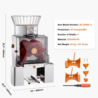 VEVOR Commercial Orange Juicer Machine, 120W Automatic Feeding Juice Extractor, Stainless Steel Juice Extractor For 25 Oranges Per Minute 7 VEVOR Commercial Orange Juicer Machine, 120W Automatic Feeding Juice Extractor, Stainless Steel Juice Extractor For 25 Oranges Per Minute - Image 7