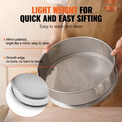 VEVOR Flour Sieve Fine Mesh, 150 Mesh Flour Sifter, 304 Stainless Steel Fine Mesh Sifter Food-grade, 12.6" Fine Mesh Strainers For Baking 5 VEVOR Flour Sieve Fine Mesh, 150 Mesh Flour Sifter, 304 Stainless Steel Fine Mesh Sifter Food-grade, 12.6" Fine Mesh Strainers For Baking - Image 5