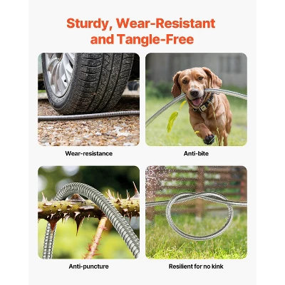 VEVOR Metal Garden Hose 150 Ft, Rust Proof Stainless Steel Water Hose, Heavy Duty Backyard Hose With 10 Function Nozzle, Silver 3 VEVOR Metal Garden Hose 150 Ft, Rust Proof Stainless Steel Water Hose, Heavy Duty Backyard Hose With 10 Function Nozzle, Silver - Image 3