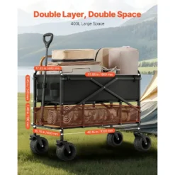 VEVOR Double Decker Wagon Collapsible, 400L Heavy Duty Folding Wagon Cart, Extended Long Garden Cart With All-Terrain Wheels, Black -Aesthtic Interiors GUEST 71572eea 192f 468f 8423 556db3f4ba9f