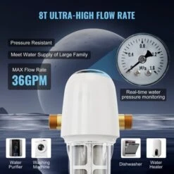 VEVOR Spin Down Filter, 40 Micron Whole House Sediment Filter For Well Water, 1" MNPT + 3/4" FNPT, 8 T/H High Flow Rate, White 11 VEVOR Spin Down Filter, 40 Micron Whole House Sediment Filter For Well Water, 1" MNPT + 3/4" FNPT, 8 T/H High Flow Rate, White -Aesthtic Interiors GUEST 7189b8f2 44a1 4ea0 88ba 7d9e4aafe6cb