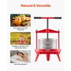 VEVOR 2.38 Gal/9L Fruit Wine Press, Stainless Steel Basket With Cross-beam And Triangular Structure, Manual Juice Maker, Red -Aesthtic Interiors GUEST 72226c59 92f9 48ff 8aec 767d7e4952d1