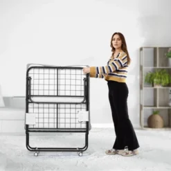 VEVOR Rollaway Bed, 31 In X 75 In Folding Bed With 4 In Mattress, Twin Size Foldable Bed With Sturdy Metal Frame & Memory Foam Mattress