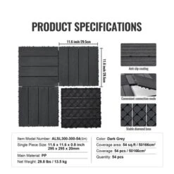 VEVOR Interlocking Deck Tiles, 54 Pack,12"x12" 54 Sq. Ft Plastic Waterproof Outdoor Flooring All Weather Use, Patio Floor Decking Covering Tiles 14 VEVOR Interlocking Deck Tiles, 54 Pack,12"x12" 54 Sq. Ft Plastic Waterproof Outdoor Flooring All Weather Use, Patio Floor Decking Covering Tiles -Aesthtic Interiors GUEST 723be701 8469 492f 921f 2c235b115f2c