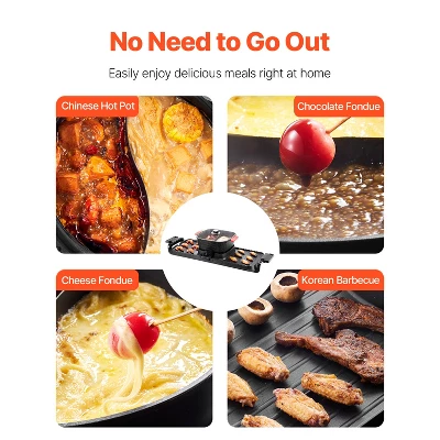 VEVOR Hot Pot with Grill, 2300W 2-in-1 Electric Smokeless Grill and Hot Pot, Removable Shabu-shabu Hotpot with Non-stick Pan, Black 6 VEVOR Hot Pot with Grill, 2300W 2-in-1 Electric Smokeless Grill and Hot Pot, Removable Shabu-shabu Hotpot with Non-stick Pan, Black - Image 6