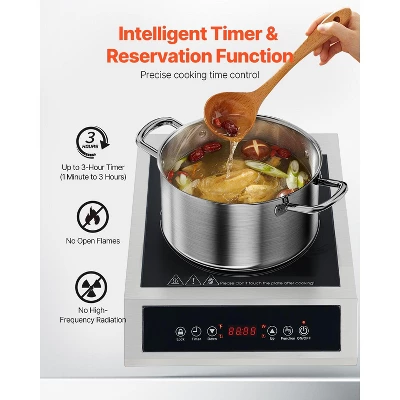 VEVOR Portable Induction Cooktop, 3500W Commercial Induction Burner With 11 Temperature Settings, Stainless Steel Countertop Induction Hot Plate 4 VEVOR Portable Induction Cooktop, 3500W Commercial Induction Burner With 11 Temperature Settings, Stainless Steel Countertop Induction Hot Plate - Image 4
