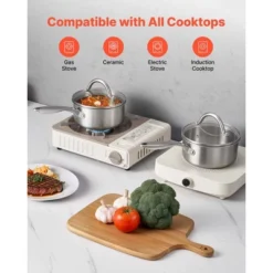 VEVOR 1.5 QT Saucepan, Stainless Steel Saucepan With Glass Lid, Multipurpose Nonstick Stainless Steel Small Cooking Sauce Pot, Silver -Aesthtic Interiors GUEST 73e06b47 15b9 41c5 baf2 cedaaa9db759