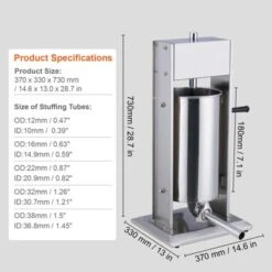 VEVOR Manual Sausage Stuffer, 15 L / 30 LBS Vertical Sausage Machine, Dual-Speed Meat Stuffer, Made Of Food-Grade 304 Stainless Steel, Silver -Aesthtic Interiors GUEST 7411d715 66f2 4e33 be3c 1b4af9a7b5d5