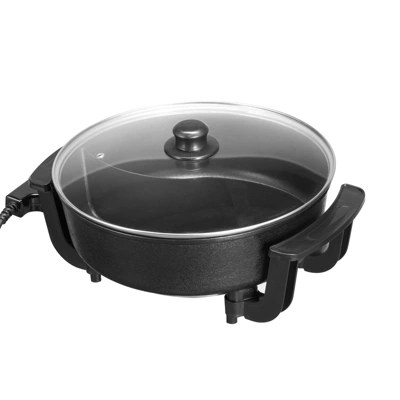 VEVOR Electric Hot Pot, 1360W 5 L Double-flavor Shabu Shabu Pot, Non-Stick Electric Cooker With Divider, Clear Glass Lid, Black 8 VEVOR Electric Hot Pot, 1360W 5 L Double-flavor Shabu Shabu Pot, Non-Stick Electric Cooker With Divider, Clear Glass Lid, Black - Image 8