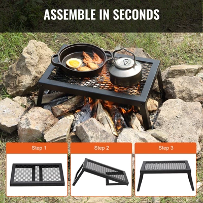 VEVOR Folding Campfire Grill, Heavy Duty Steel Mesh Grate, 18" Portable Camping Grates Over Fire Pit, Camp Fire Cooking Equipment 6 VEVOR Folding Campfire Grill, Heavy Duty Steel Mesh Grate, 18" Portable Camping Grates Over Fire Pit, Camp Fire Cooking Equipment - Image 6