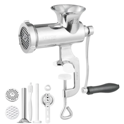 VEVOR Manual Meat Grinder, 304 Stainless Steel Hand Meat Grinder With Steel Table Clamp, Meat Mincer Sausage Maker & 2 Cutting Plates 8 VEVOR Manual Meat Grinder, 304 Stainless Steel Hand Meat Grinder With Steel Table Clamp, Meat Mincer Sausage Maker & 2 Cutting Plates - Image 8