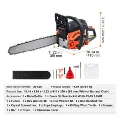 VEVOR Gas Chainsaw, 52CC 18" 2.55HP, Gasoline Powered Chain Saw, Handheld Cordless Petrol Chainsaws For Tree Wood Branch Cutting, Orange -Aesthtic Interiors GUEST 746843e3 396f 474e 8eb1 3895ed43d71d