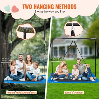 VEVOR Platform Swing, 60 Inch Platform Tree Swing For Kids And Adults, 700lbs Weight Capacity Outdoor Swing, 900D Oxford Fabric Swing Seat 6 VEVOR Platform Swing, 60 Inch Platform Tree Swing For Kids And Adults, 700lbs Weight Capacity Outdoor Swing, 900D Oxford Fabric Swing Seat - Image 6
