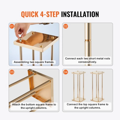 VEVOR 4PCS Gold Metal Column Wedding Flower Stand, 23.6inch High With Metal Laminate, Vase Geometric Centerpiece Stands, Cylindrical Floral Display 8 VEVOR 4PCS Gold Metal Column Wedding Flower Stand, 23.6inch High With Metal Laminate, Vase Geometric Centerpiece Stands, Cylindrical Floral Display - Image 8