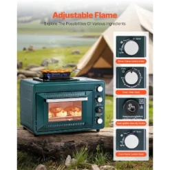 VEVOR Outdoor Oven, 2-in-1 Portable Gas Camping Stove Oven Combo, Adjustable Fire, 60-Minute Timer, With Grill Shelf And Roasting Tray, Dark Green -Aesthtic Interiors GUEST 75c4fcb5 7d48 440b 842e df638f6aed63
