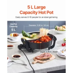 VEVOR Electric Hot Pot, 1360W 5 L Double-flavor Shabu Shabu Pot, Non-Stick Electric Cooker With Divider, Clear Glass Lid, Black 10 VEVOR Electric Hot Pot, 1360W 5 L Double-flavor Shabu Shabu Pot, Non-Stick Electric Cooker With Divider, Clear Glass Lid, Black -Aesthtic Interiors GUEST 75ff02ac e3f2 4a20 9653 0799cb0f25df