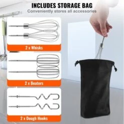 VEVOR Digital Electric Hand Mixer, 5-Speed, 200W Portable Electric Handheld Mixer, With Turbo Boost Beaters Dough Hooks Whisk Storage Bag,White -Aesthtic Interiors GUEST 76040d38 df2a 43fa 8367 f56a0f57df2a