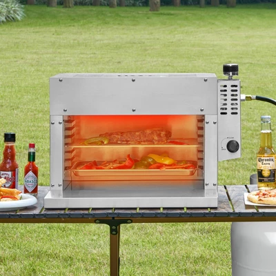 VEVOR Propane Steak Grill, Portable Infrared Broiler, 1500°F Stainless Steel Barbecue Infrared Grill With 6-Tier Adjustable Rack, Silver 1 VEVOR Propane Steak Grill, Portable Infrared Broiler, 1500°F Stainless Steel Barbecue Infrared Grill With 6-Tier Adjustable Rack, Silver