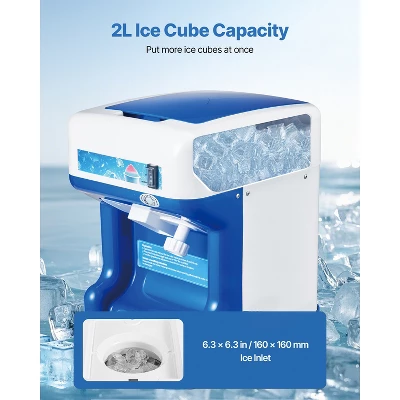 VEVOR Commercial Ice Shaver Crusher, 286lbs Per Hour Electric Snow Cone Maker With 2L Ice Cube Box, 250W 1500RPM Tabletop Shaved Ice Machine, Blue 4 VEVOR Commercial Ice Shaver Crusher, 286lbs Per Hour Electric Snow Cone Maker With 2L Ice Cube Box, 250W 1500RPM Tabletop Shaved Ice Machine, Blue - Image 4