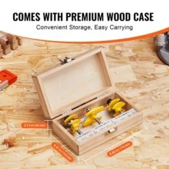 VEVOR Router Bits Set, 3 Pieces, Carbide Router Bit Kit With 1/4 Inch Shank, Wood Carrying Case, Woodworking Tools For Professional, Beige -Aesthtic Interiors GUEST 76565dba 622d 4620 889d fff5cfedd014