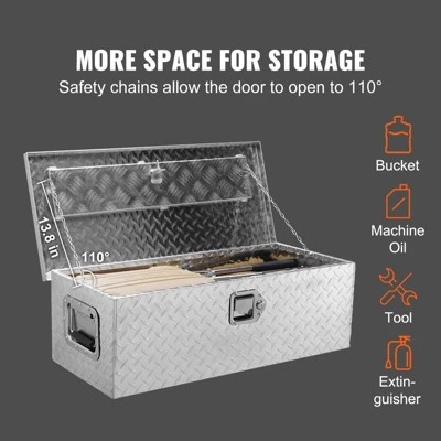 VEVOR Heavy Duty Aluminum Truck Bed Tool Box, Diamond Plate Tool Box With Side Handle And Lock Keys, Storage Tool Box Chest Box Organizer, Silver 3 VEVOR Heavy Duty Aluminum Truck Bed Tool Box, Diamond Plate Tool Box With Side Handle And Lock Keys, Storage Tool Box Chest Box Organizer, Silver - Image 3