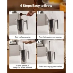 VEVOR French Press Coffee Maker, 51 Ounce 1.5 Liter Stainless Steel Coffee Press Tea Maker With Filter, Silver 11 VEVOR French Press Coffee Maker, 51 Ounce 1.5 Liter Stainless Steel Coffee Press Tea Maker With Filter, Silver -Aesthtic Interiors GUEST 7706e34a 1603 49a3 8784 be3c03fcb7d6