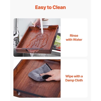 VEVOR Wood Serving Tray, Acacia Wooden Tray Board With Handles, Decorative Rustic Serving Trays Platter, Walnut Wood Color 6 VEVOR Wood Serving Tray, Acacia Wooden Tray Board With Handles, Decorative Rustic Serving Trays Platter, Walnut Wood Color - Image 6