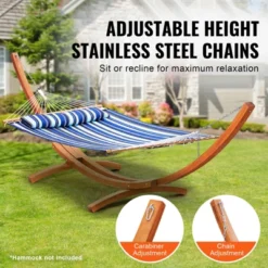 VEVOR Wooden Hammock Stand, 475 Lbs Capacity Universal 2 Person Hammock Frame Fits 9-13 Ft Hammocks, Larch Wood Arc Adjustable Stand For Hammock -Aesthtic Interiors GUEST 7720a58d 06d4 46c2 b205 d629ac1a29cf