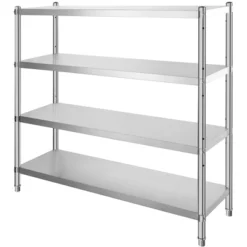 VEVOR Stainless Steel Shelving 60x18.5 Inch 4 Tier Adjustable Shelf Storage Unit Stainless Steel Heavy Duty Shelving, Silver -Aesthtic Interiors GUEST 773d157a b16a 43a6 8e91 cc551a160af6