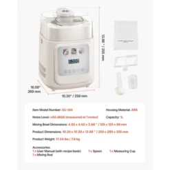 VEVOR Upright Automatic Ice Cream Maker With Built-in Compressor, 1 Quart No Pre-freezing Gelato Maker, 4 Modes Electric Sorbet-Maker, White -Aesthtic Interiors GUEST 778ca4be 320a 4b1d 9894 db3927a8e421