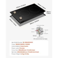 VEVOR Induction Cooktop, 1800W Electric Countertop Burner,2 Burner Knob Control Stove,Built-in Induction Cooktop With 12 Temperature Settings, Black -Aesthtic Interiors GUEST 77b8de76 ed2e 4bc5 8ca3 5343342f8ba6