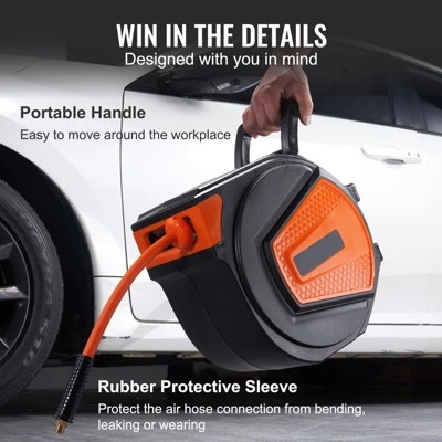 VEVOR Retractable Air Hose Reel, 3/8 IN X 50 FT Hybrid Air Hose Max 300PSI 6 VEVOR Retractable Air Hose Reel, 3/8 IN X 50 FT Hybrid Air Hose Max 300PSI - Image 6