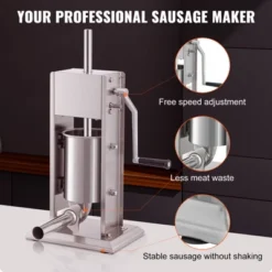VEVOR Manual Sausage Stuffer, 7LBS/3L Capacity, Two Speed 304 Stainless Steel Vertical Sausage Stuffer, Sausage Filling Machine, Silver 10 VEVOR Manual Sausage Stuffer, 7LBS/3L Capacity, Two Speed 304 Stainless Steel Vertical Sausage Stuffer, Sausage Filling Machine, Silver -Aesthtic Interiors GUEST 78eb7d8c 0d26 4506 8d03 11c2bd3e0aab