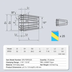 VEVOR 25 Pcs ER32 Collet Set, 1/16''-13/16'', ER32 Spring Collet Chuck Set, 0.0006"/15 μm TIR Lathe Chuck Tool With 25 Labeled Storage Boxes -Aesthtic Interiors GUEST 7906de31 bcb2 4b88 9adc 4b4cc0bcb7d1